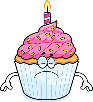 Sad Cartoon Birthday Cupcake
