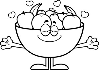 Cartoon Bowl of Fruit Hug