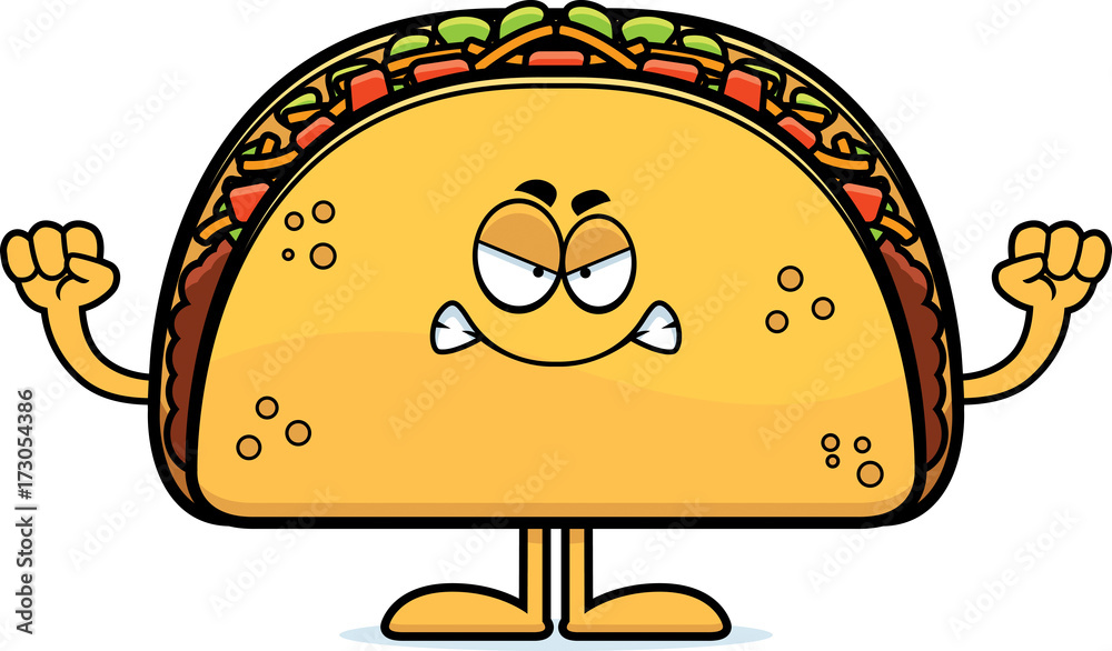 Sticker angry cartoon taco