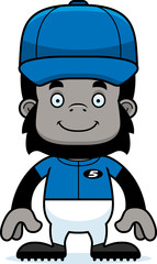 Cartoon Smiling Baseball Player Gorilla