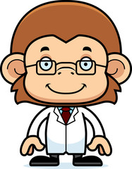 Cartoon Smiling Scientist Monkey