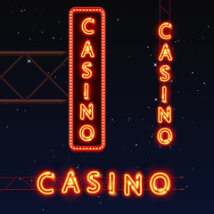 Casino banner text, City signboard, Vector illustration