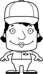 Obraz premium Cartoon Smiling Baseball Player Woman