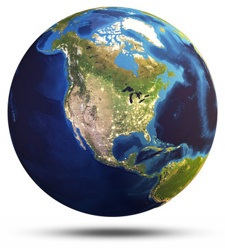 Planet Earth world globe 3d rendering