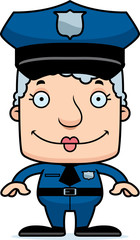Cartoon Smiling Police Officer Woman