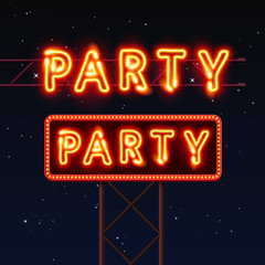 Street sign that says party. Vector illustration