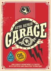 Poster Klassieke garage retro poster ontwerpsjabloon. Autoservice en reparatie vintage teken. © lukeruk