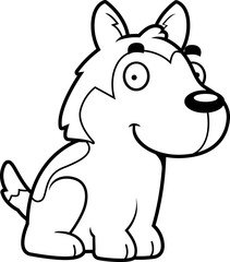 Cartoon Husky Sitting