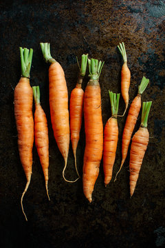 Organic carrots with short cut tops