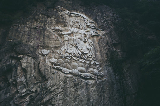 Arya Avalokiteshvara statue on the cliff