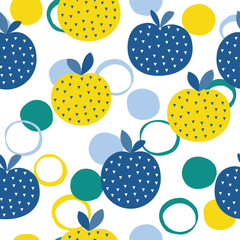 Abstract apple seamless pattern background. Childish handmade craft