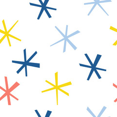 Abstract snowflake seamless pattern background. Childish handmade craft