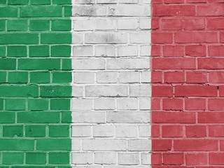 Italy Politics Concept: Italian Flag Wall Background Texture
