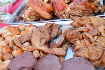 Stewed pork mix delicious in street food