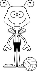 Cartoon Smiling Volleyball Player Fly
