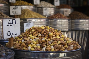 Pistacio shop in arabian bazaar, Jordan