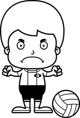 Cartoon Angry Volleyball Player Boy