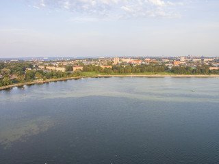 Fototapeta premium Aerial view panorama from sea, distrikt Kopli, Tallinn, Estonia.