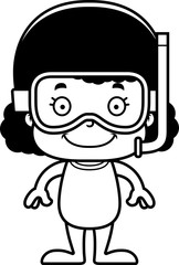 Cartoon Smiling Snorkeler Girl