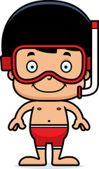 Cartoon Smiling Snorkeler Boy