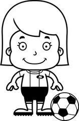 Cartoon Smiling Soccer Player Girl