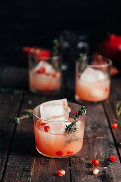 Pomegranate cocktail with thyme