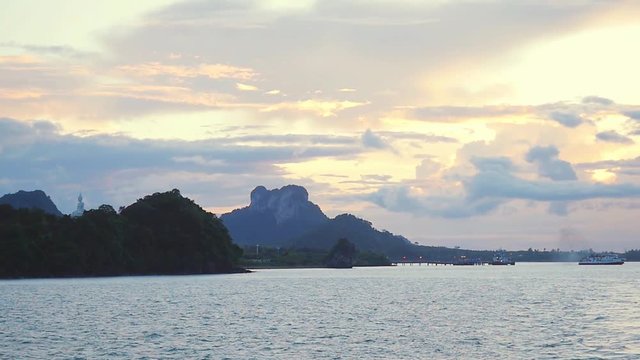 Ko samui, Thailand, very famous place for tourist, beautiful sunset view thai flag at international port. Slow motion, 1920x1080