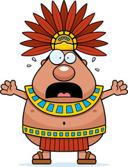 Scared Cartoon Aztec King