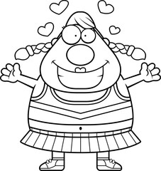 Cartoon Cheerleader Hug