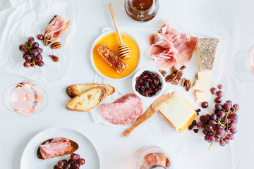 Cheeseboard with wine