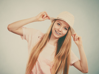 Happy woman wearing summer outfit