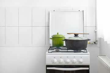 Food cooking on the gas stove