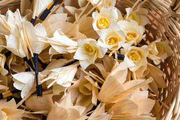Kind of wood flower to be placed on the site of cremation in Thailand