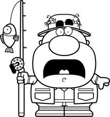 Scared Cartoon Fisherman