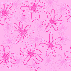 Seamless pattern pink flowers.