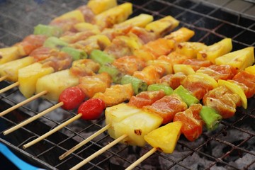 Grilled pork barbecue delicious in street food