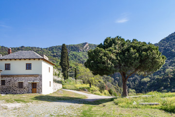 Fototapeta na wymiar A house on the Mount Athos