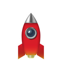 web illustration of a rocket in space