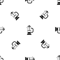 French press coffee maker pattern seamless black