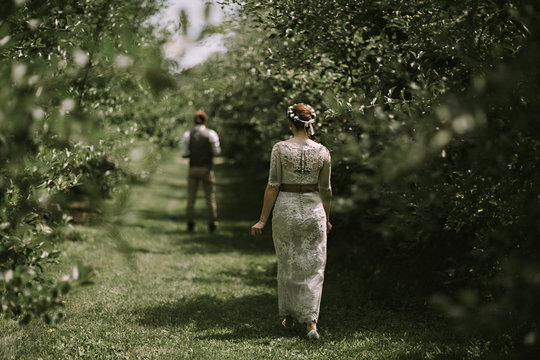 A Bride and Groom First Look on Their Wedding Day
