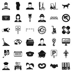 Worker icons set, simle style