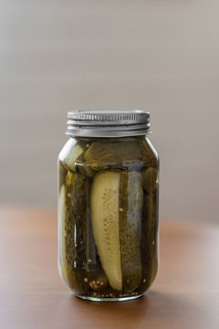 Mason Jar with pickle cucumber