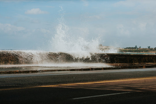 Waves hitting the Malecon,Havana