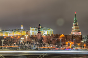 Obraz premium View of Moscow Kremlin in winter night. Russia
