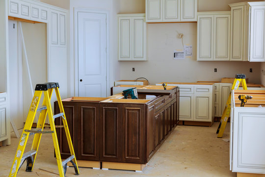 Interior design construction of a kitchen with cooker extractor