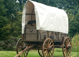 Covered vintage pioneer wagon wild west style © bjphotographs