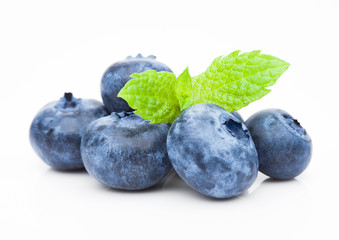 Fresh healthy organic blueberry with mint leaf