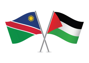 Namibia and Palestine flags.Vector illustration.