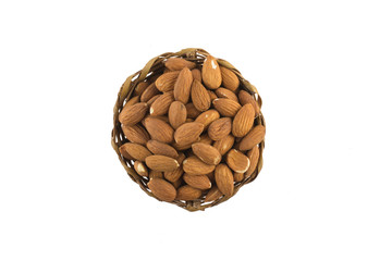 Almonds in a basket bowl