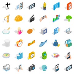 Feature icons set, isometric style